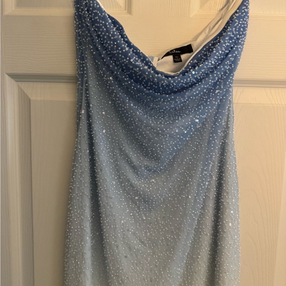 Blue Ombré beaded strapless LULUS dress - Picture 6 of 11